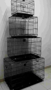 Lồng vân đá sơn tĩnh điện cho chó mèo - Size L 76x46x56cm - siêu dày - gấp gọn kèm khay