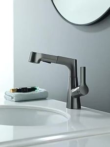 60cm Pull-Out Kitchen Faucet With 360° Rotation Design 2 Water Modes Stainless Steel Copper Core Kitchen TapFast shipping