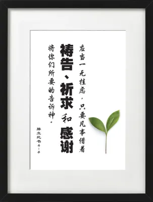 ❮SG Seller❯ Chinese Christian Bible Verse Framed Wall Art Gift in White Frame 腓立比书4:6