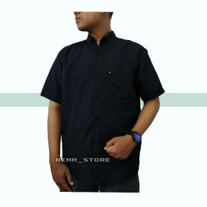 Kemeja polos pria Hitam pekat black Lengan panjang dan Lengan Pendek