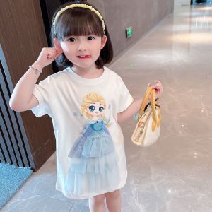 [PRINCESS KESLI] 1-9 Tahun Dress Kaos Anak Prempuan Cantik Long Short Gaun Kasual Lengan Pendek