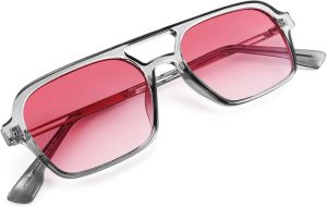 FEISEDY Vintage Square 70s Flat Aviator Sunglasses Women Men Metal Design Shades B2752