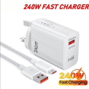 【+RM1 FREE CABLE】 UK Adapter 240W Plug Wall Charging Travel Mobile Phone Charger forUSB Interface for OPPO XIAOMI