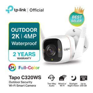 TP-Link Tapo C320WS ฟรีคลาวด์ 30วัน Outdoor Security Wi-Fi Camera กล้อง Outdoor กันน้ำ 4 ล้านพิเซล ภาพสีทั้งกลางวันและกลางคืน สื่อสาร 2ทางได้