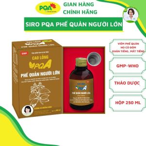PQA phế quản người lớn hộp 250ml hỗ trợ thanh họng giúp hạn chế ho nhiều do viêm họng viêm phế quản.