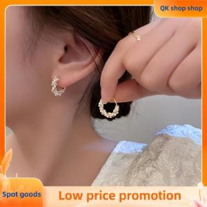 ✨QK shop✨ 1Pair New Simple Temperament Circle Pearl Earrings Fashion Small Versatile Earrings Womens Jewelry