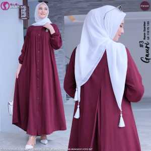 Gamis Gauri Guardian Plus Size Bahan Crinkle dengan Desain Terang Bintang - Gaun Hijab Modern