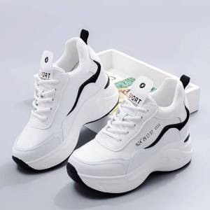CODNew summer Korean version thick sole versatile height increasing casual sports dad and lady white shoes with leather upperBAOYOU