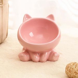 OUTOPEN Gốm Nâng cao Ăn Uống Bảo vệ cổ tử cung Dụng cụ cho Mèo Ăn Cún con mèo con Bát thức ăn cho mèo Đồ dùng cho thú cưng Bát cho thú cưng ăn Bình đựng nước