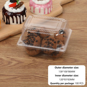 100pcs Clear Rectangular Clamshel Square Food Container Fresh fruits Packaging Vegetable Strawberry Cookies Box Dessert