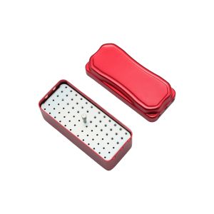 1PC 72-Hole Aluminum Sterilization Box Autoclavable Dental Needle Case (Purple/Silver/Red/Blue) for High/Low-Speed Burs