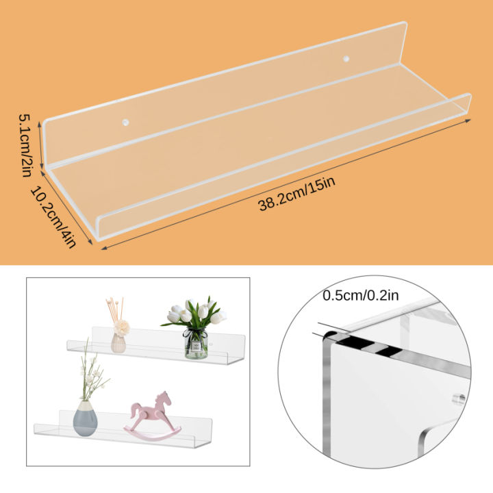 Acrylic Floating Shelves, 4 Pcs Wall Shelves Display, Book Shelf Wall ...
