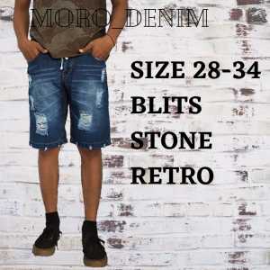 CELANA PENDEK JEANS SOBEK TALI KOLOR RAWIS