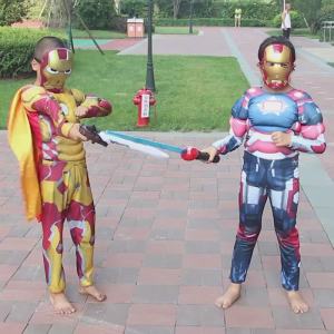 Halloween children cos Anime Hero Cosplay Costume Bat Iron Warrior Muscle Clothes Dress Up