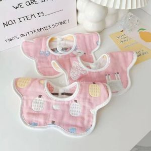 Baby Gauze Bib 6 Layer Pure Cotton 360 Degree Petal Vegetable Animal Baby Apron for Children