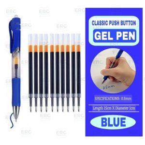 1pen + 10Refill Set:0.5mm Refillable Bullet GelPen Refill ink School Office Supply deli sign ballpen