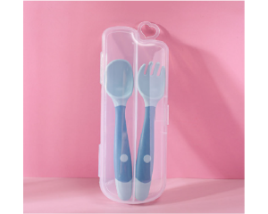 Sendok dan Garpu MPASI Bayi Silicone Baby Spoon Fork Peralatan Makan Bayi Aman-Alat Makan Bayi-Flexible Spoon