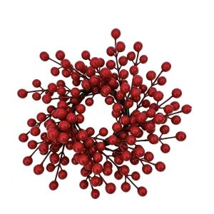 RANZH Reusable Christmas Artificial Plant Garland Simulation Pine Cone Plastic Red Berry Candlestick Wreath Festive Atmosphere Red Berry Christmas Decoration Garland Holiday Party