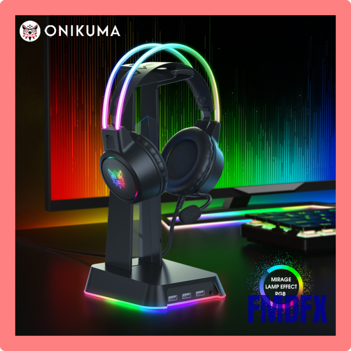 FMDFX ONIKUMA RGB Gaming Headphones with HD Flexible Mic 3.5mm Gaming ...