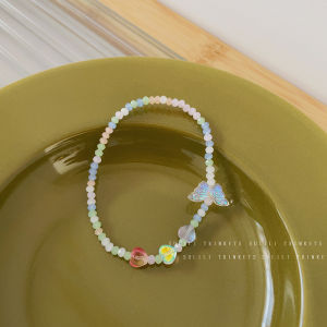 Gelang kupu-kupu akrilik berwarna warna untuk gelang perempuan musim panas yang dapat disesuaikan