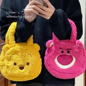 Strawberry Bear Plush Handbag Cute Winnie The Pooh Mini Shoulder Bag for Girls Kids Bags Child Kawaii
