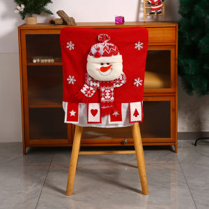 Christmas Chair Cover Dining Chair Cover 3D Santa Claus Doll Xmas Chair Decor Backrest Chair Cover