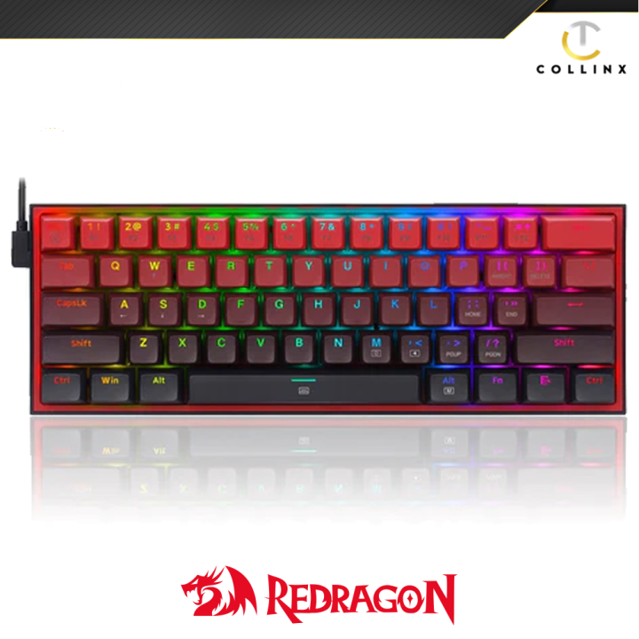 Redragon Fizz K617GBR-RGB Keyboard (Gradient Red) | 60% Wired RGB ...