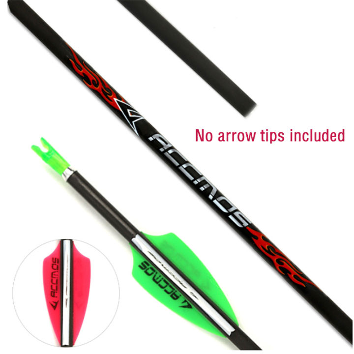 12 Flèches Carbone Diamètre 4.2mm Spine 250-1000 - 22-32 Pouces Pour Arc Recurve Et Compound - Encoche Rotative