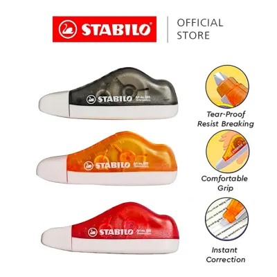 STABILO Stationery Correction Tape - Pack of 3 Instant corrections Tear-Proof resists breaking and comfortable grip For School or Office