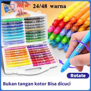 [Ready Stock] Grasp Crayon 48 Warna Mata Sedang Silky Crayon Water Soluble Crayons Krayon Licin Grasp