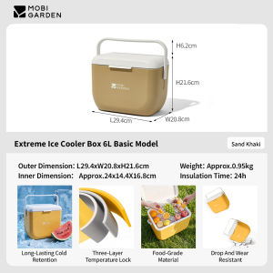 MOBI GARDEN Camping Cooler Box 6L/15L Ice Box Food Storage Insulated Cooler Keep Cold Warm Fresh