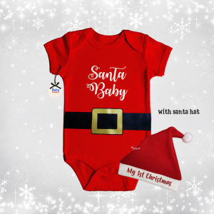 Áo liền quần cho bé PH Santa Quần áo Giáng sinh cho bé Mũ ông già Noel 0-12 tháng tuổi Áo liền thân cho bé gái bé trai sơ sinh
