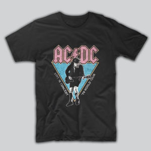 Kaos Band AC/DC World Tour 79 Live In Concert Angus Young Rock Legend T Shirt Dewasa Pria Wanita Cotton Combed 24s Sablon Plastisol