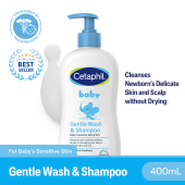 Cetaphil Baby Gentle Wash & Shampoo 400ml for Newborn | Tear-Free & Hypoallergenic | With Glycerin & Panthenol | For Newborns | Daily Head-to-Toe Cleanser & Moisturizer | Pediatrician Recommended