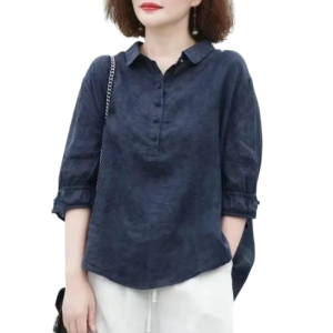 Fashionable Womens Shirt not Too Hot Suitable for All Body Types Jacquard Shirt Mid-sleeve Delicate