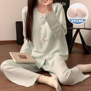 Plus Size Pajamas for Women Spring Autumn Comfort Cloud Cotton Long Sleeves Pijama with Padded Nightwear Two Piece Set Sweet Casual New Home Wear Clothes
