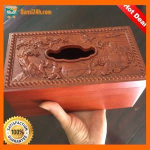 Hộp Khăn Giấy Hộp giấy ăn gỗ Hương cao cấp BANSI24h KT22x12xH10Cm