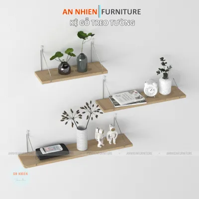 Kệ Gỗ Trang Trí Treo Tường Không Cần Khoan - Nội Thất An Nhiên