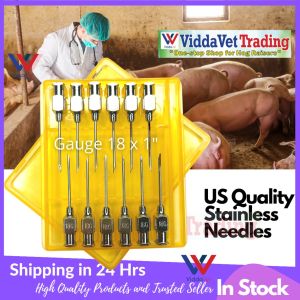 Vidda VetPro US Quality stainless reusable veterinary needles gauge 18x1 inch 12 pcs for pig Stainless steel needle