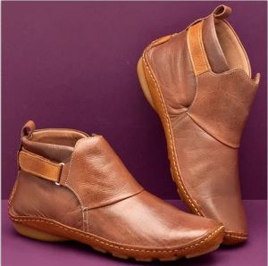 Free Shipping 2026 Autumn And Winter WomenS Shoes Fashion Velcro Flat Ankle Boots WomenS Plus Size