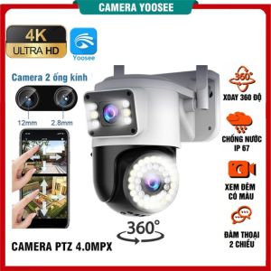 CAMERA YOOSEE NGOÀI TRỜI 2 MẮT 5.0 MP XEM 2 MÀN HÌNH BAN ĐÊM CÓ MÀU THEO DÕI CHUYỂN ĐỘNG XOAY 360 ĐỘ CHỐNG NƯỚC CỰC BỀN