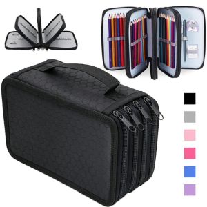 MMLUCK 32/52/75หลุม กระเป๋าดินสอสี 2/3/4ชั้น จุได้มาก กระเป๋าเครื่องเขียนของโรงเรียน มัลติฟังก์ชั่ ซิปเรียบ กล่องใส่ดินสอ อุปกรณ์สำนักงานเสริม