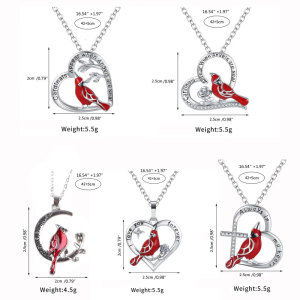 Red Cardinal Bird Pendant Necklace Inspirational Memorial Christmas New Year Gifts for Women Mom Wife Daughter