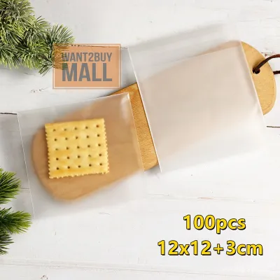 100pcs Frosted Cookies Biscuit Opp Plastic Bag Candy Nougat Snowflakes Cookie Transparent Packaging Package Plastik Beg