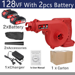 【Local Shop】20V Cordless Air Blower 998VF 2Battery Rechargeable Hair Dryer Electric Dust Collector High Power Industrial Soot Blower Leaves Domestic Housekeeping cleaning Dual use of blowing and suction