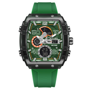 SMAEL นาฬิกาอิเล็กทรอนิกส์กีฬาและพักผ่อนรูปทรงกระบอก กันน้ำ แสดงผลคู่ LED นาฬิกาปลุกเรืองแสงสำหรับผู้ชาย Hot