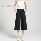 E-YOUTH 10123 Elegant Twill High Waist Culottes
