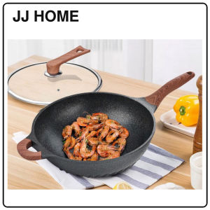 【JJ HOME】Non-Stick Maifan Stone Wok Pan with Lid | 30cm / 32cm Frying Pan