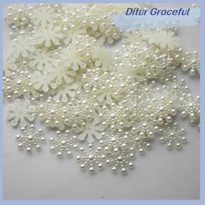 Ditur 100 × bông tuyết flatback ngọc trai embellishments giáng sinh Craft DIY công cụ