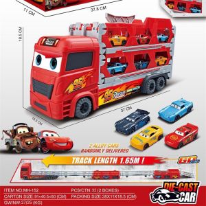 Bộ Xe tải 3 tầng McQueen và Đường ray dài 1m65 Tặng 6 xe hợp kim Đa sắc Phù hợp Trẻ 4-6 Tuổi